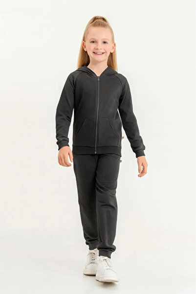 e-çocuk طقم بغطاء رأس وسحاب أساسي للأطفال من الجنسين - 25002