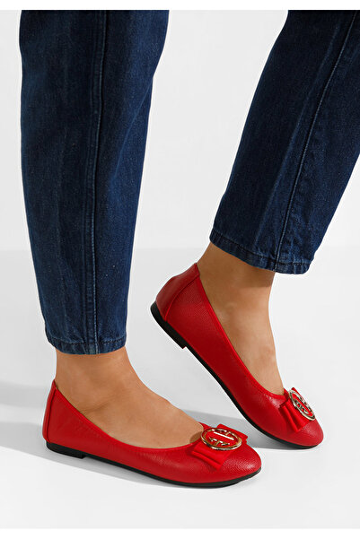 B T Shoes Červené dámské baleríny Trisha