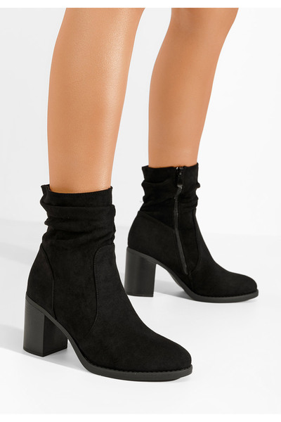 B T Shoes Μποτάκια με χοντρό τακούνι Midelis Μαύρα