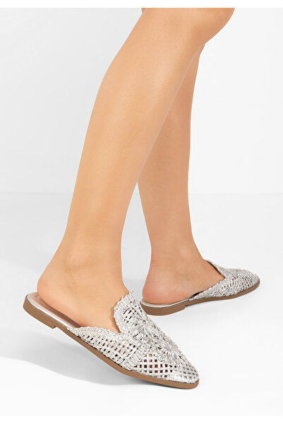 B T Shoes Stribrné dámské dřeváky Myriam