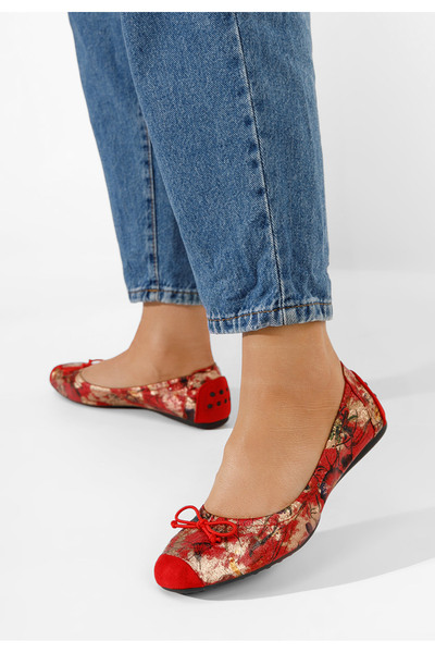 B T Shoes Červené dámské baleríny Doriya V2