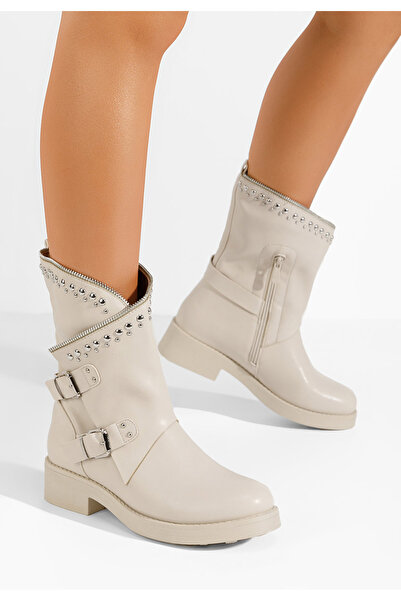 B T Shoes Cizme dama fara toc Zuvila bej