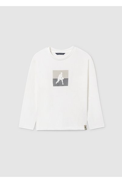 MAYORAL Tricou cu mânecă lungă cu imprimeu pentru băieți, crem 7005
