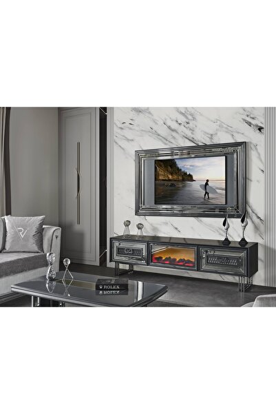 MikroEv Petra Şömineli Tv Ünitesi 207 cm