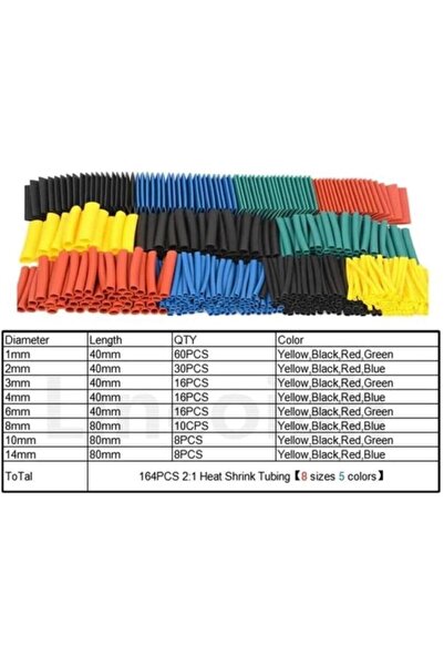 STOREMAX BRFShop 164 Parça Renkli Isıyla Daralan Makaron Seti Shrink Boru Kab...