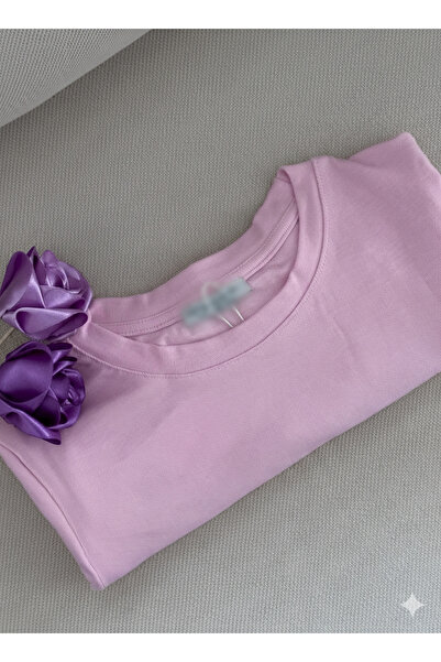 Butik Kadın Bisiklet Yaka Parmak Geçirmeli %95 Pamuklu Likralı Uzun Kollu Basic Body Bluz Pembe