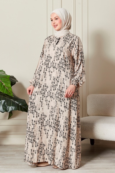 fistan Μοντέρνα ρούχα Φόρεμα μαμάς Φόρεμα προσευχής Φόρεμα από βισκόζη Floral Ολόσωμο φόρεμα V Roba Fish φόρεμα σε μεγάλο μέγεθος