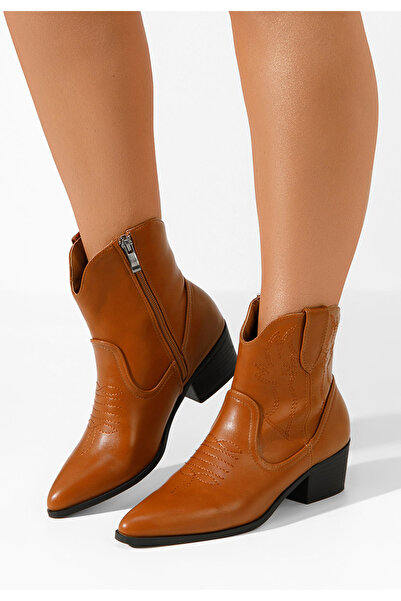 B T Shoes Γυναικεία Μποτάκια Cowboy Mystia V2 ταμπά