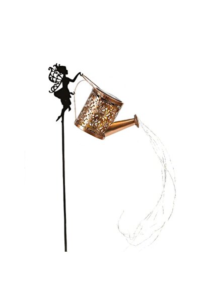 Flippy Garden Ornament - Fairy with Watering Can, Warm White LEDs, 63 cm, Black