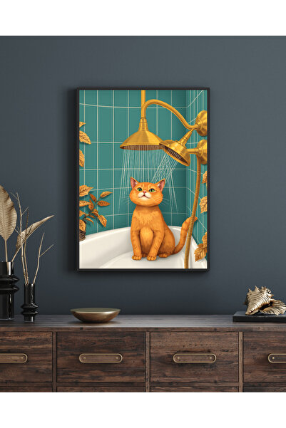 artwistudio Turuncu Kedi Poster – Modern Duvar Dekoru - Dijital Baskı Tablo -...
