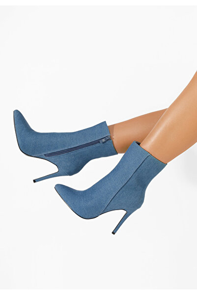 B T Shoes Botine cu toc subtire Ovieta albastre