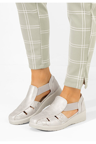 B T Shoes Stribrné dámské espadrilky Grazyna