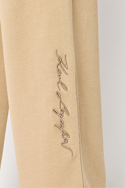 Karl Lagerfeld Women Regular Fit Embroidered Logo Sweatpants, Beige