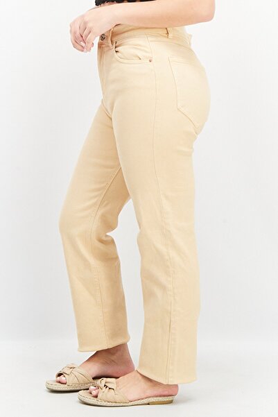 Don't Call Me Jennyfer Women Straight Fit Textured Pants, Beige