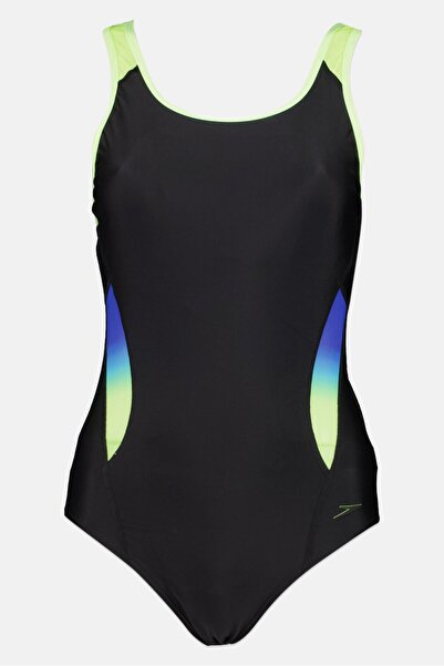 SPEEDO ملابس سباحة نسائية من قطعة واحدة، باللون الأسود