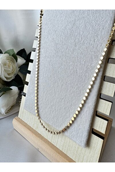 XUPING JEWELRY Xuping Kuyumcu Model 14K Altın Kaplama Kararmaz Ezme Zincir Kolye