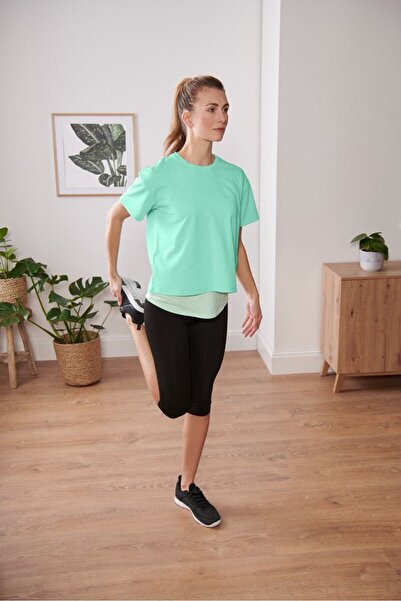 Tchibo Women Sportswear Fit Short Sleeve Training T-shirt, Light Green