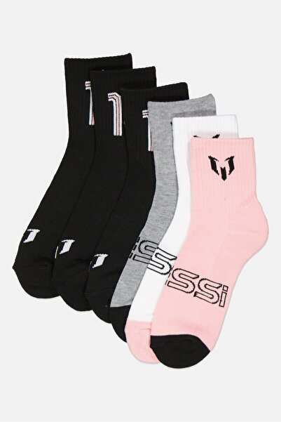 MESSİ Men 6 Pairs Brand Logo Cushioned Shortie Crews Socks, Malticolor