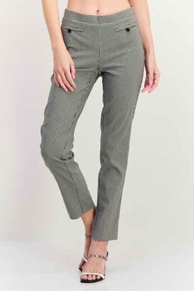 Jones of New York Women Regular Fit Checkered Chino Pants, Black/White
