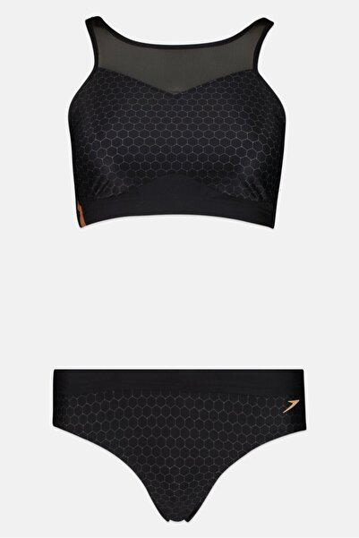 SPEEDO طقم بيكيني نسائي مكون من قطعتين بشعار العلامة التجارية سداسي الشكل من ...