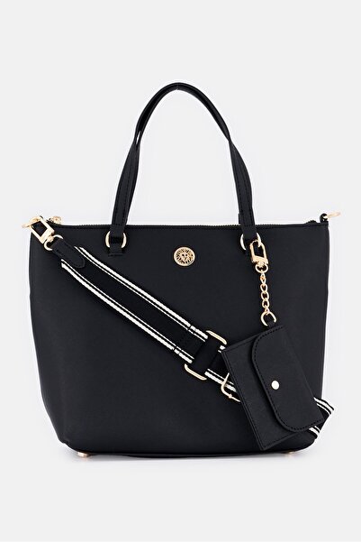 Anne Klein حقيبة نسائية بشعار العلامة التجارية مع حافظة للبطاقات، باللون الأسود