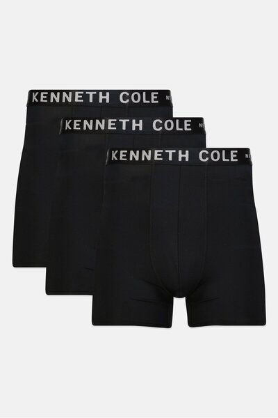 Kenneth Cole Men 3 Pieces Brand Logo Boxer Briefs, Black