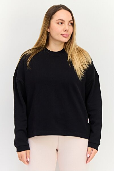 Reebok Women Classic Fit Brand Logo Long Sleeve Outdoor Sweatshirt, Black