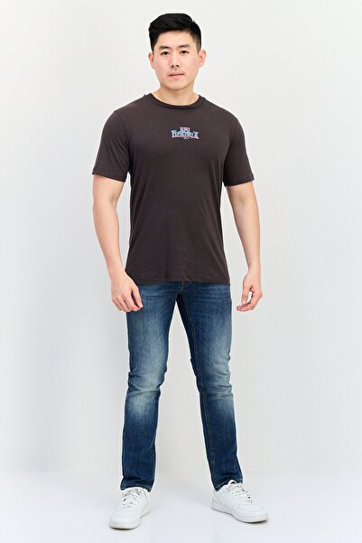 GAP Men Crew Neck Short Sleeves Graphic Print T-Shirt, Dark Brown