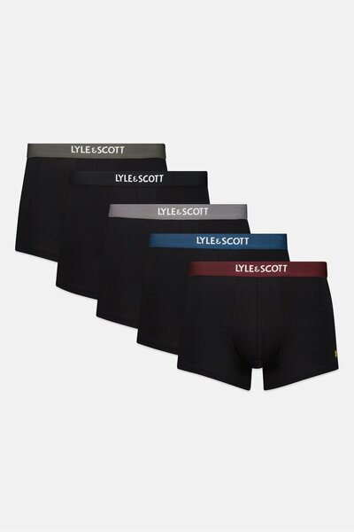 Lyle & Scott Men 5 Pieces Brand Logo Trunks, Black