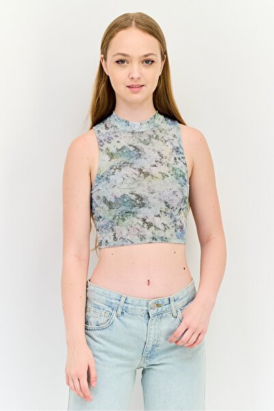 Don't Call Me Jennyfer Women Crew Neck Sleeveless Graphic Print Top, Multicolor