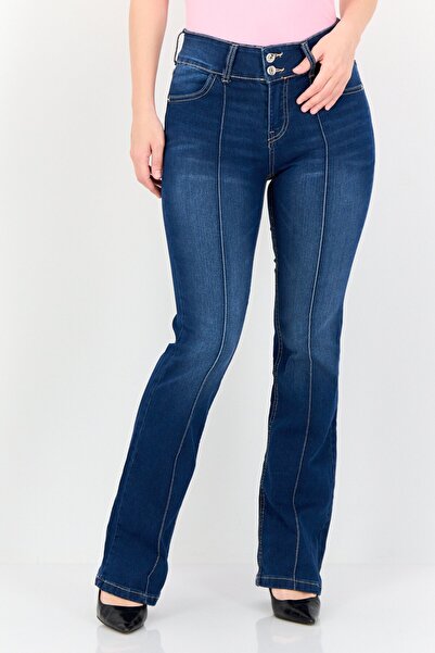 Don't Call Me Jennyfer Women Bootcut Fit Washed Stretchable Short Jeans, Blue