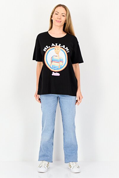 Barbie Women Crew Neck Short Sleeve Graphic Print T-shirt, Black