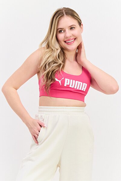 Puma Women Padded Brand Logo Sports Bra, Pink