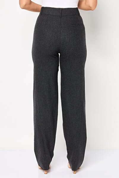 Emporio Armani Women Regular Fit Heather Dress Pants, Dark Grey
