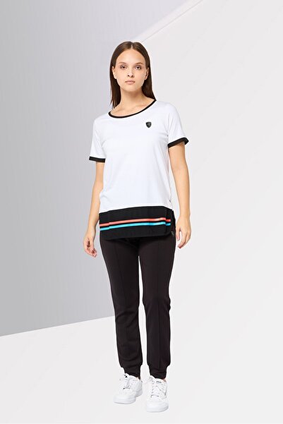 Scuderia Ferrari Women Round Neck Short Sleeves Brand Logo T-shirt, White