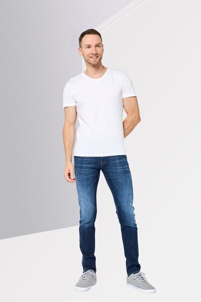 Replay Men Straight Fit Washed Stretchable Jeans, Dark Blue