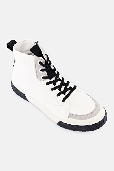 Dkny Men Medium Brand Logo Lace Up High Cut Shoes, White