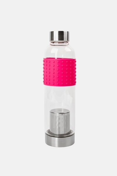 Asobu Ice Tea Infuser Glass Bottle 400ml, Pink