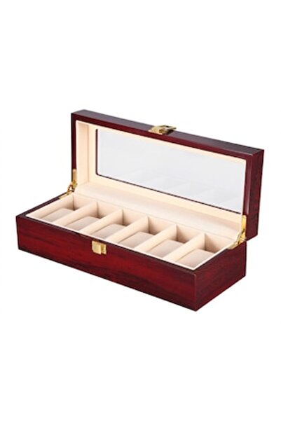 Exclusiv Online Deals Cutie Depozitare 6 Ceasuri Lemn Cires, Premium