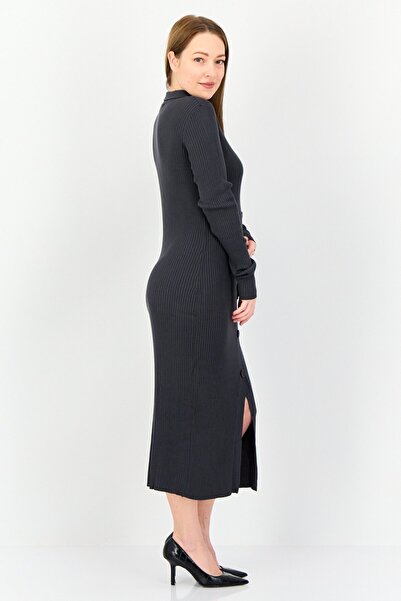 Threadbare Women Textured Midi Dress, Grey