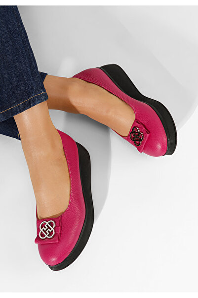 B T Shoes Fuchsiové baleriny na klínku Varela