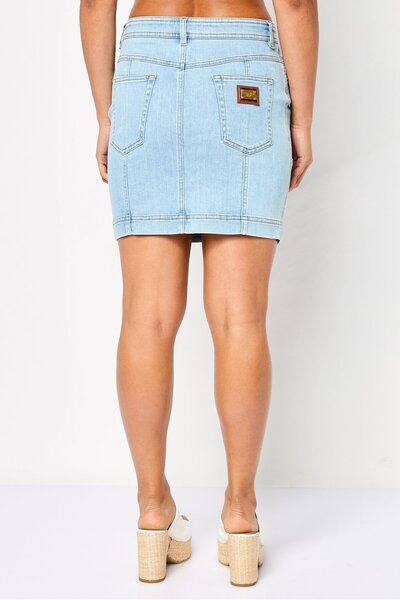 Dolce&Gabbana Women Washed Denim Mini Skirt, Light Blue