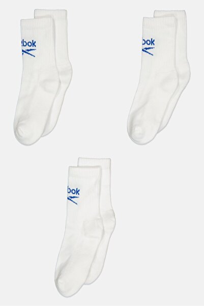 Reebok Men 3 Pairs Brand Logo Crew Socks, White