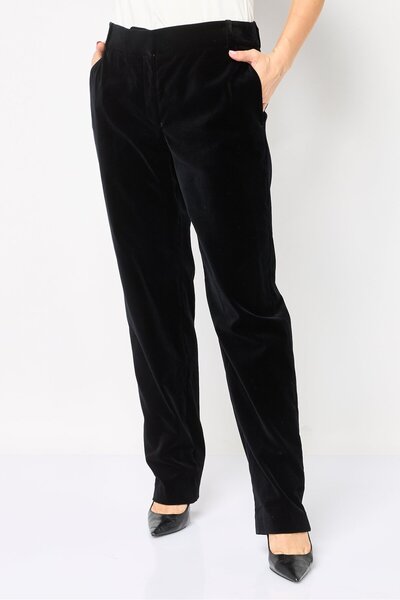 Emporio Armani Women Regular Fit Velvet Straight Leg Pants, Black