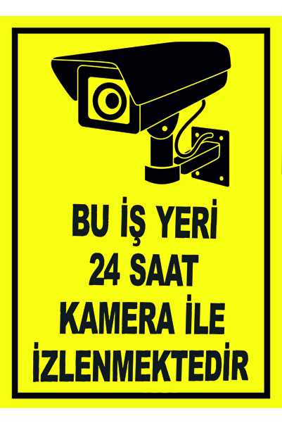 ünalgrup 24 Saat Kamera ile İzlenmektedir Uyarı Levhası 25x35 cm PVC İkaz Tab...