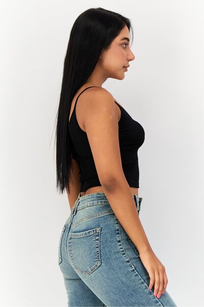 Don't Call Me Jennyfer Women Asymmetrical Neck One Shoulder Ribbed Top, Black