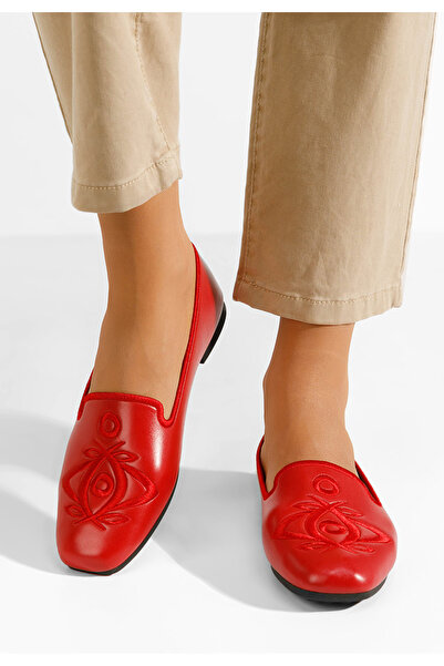 B T Shoes Červené dámské baleríny Estefania