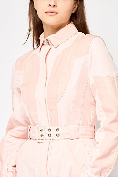 Stella McCartney Women Textured Long Sleeve Belted Jumpsuit, Pink