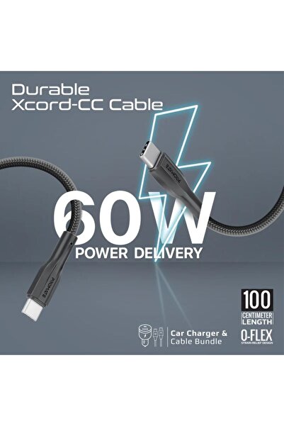 Promate 33W Power Delivery Dual Port Car Charger Combo with 60W Fast Charging USB-C cable