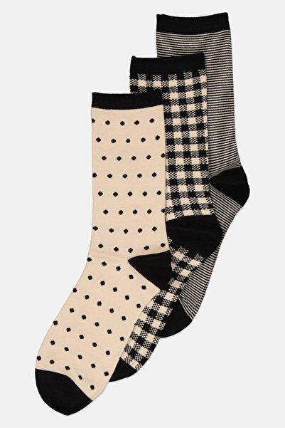CLARKS Women 3 Pairs Checkered High Socks, Multicolor